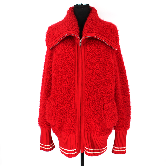 Miu Miu Red Zip Up Teddy Coat