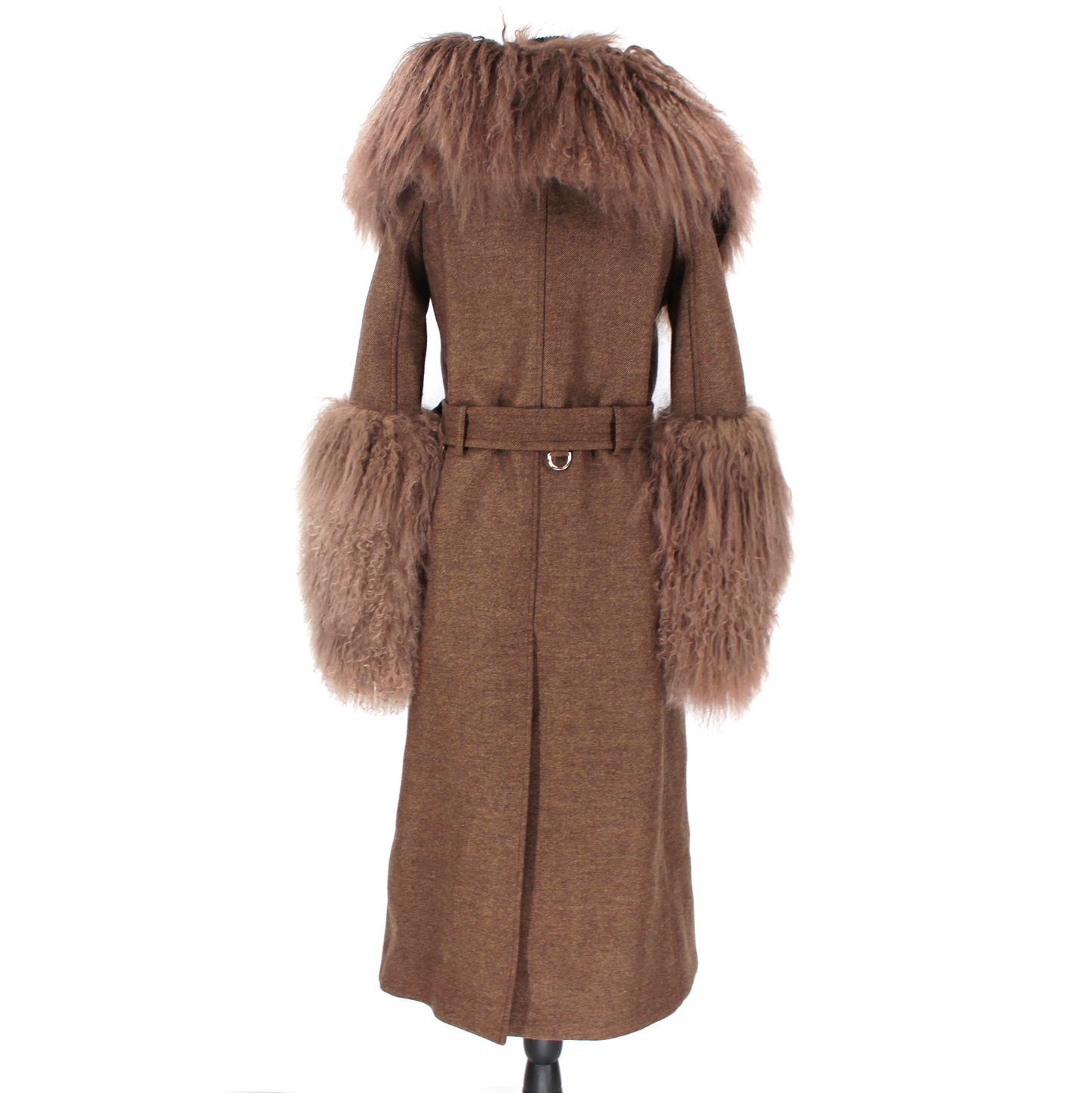 Burberry Shearling Trim Belted Coat