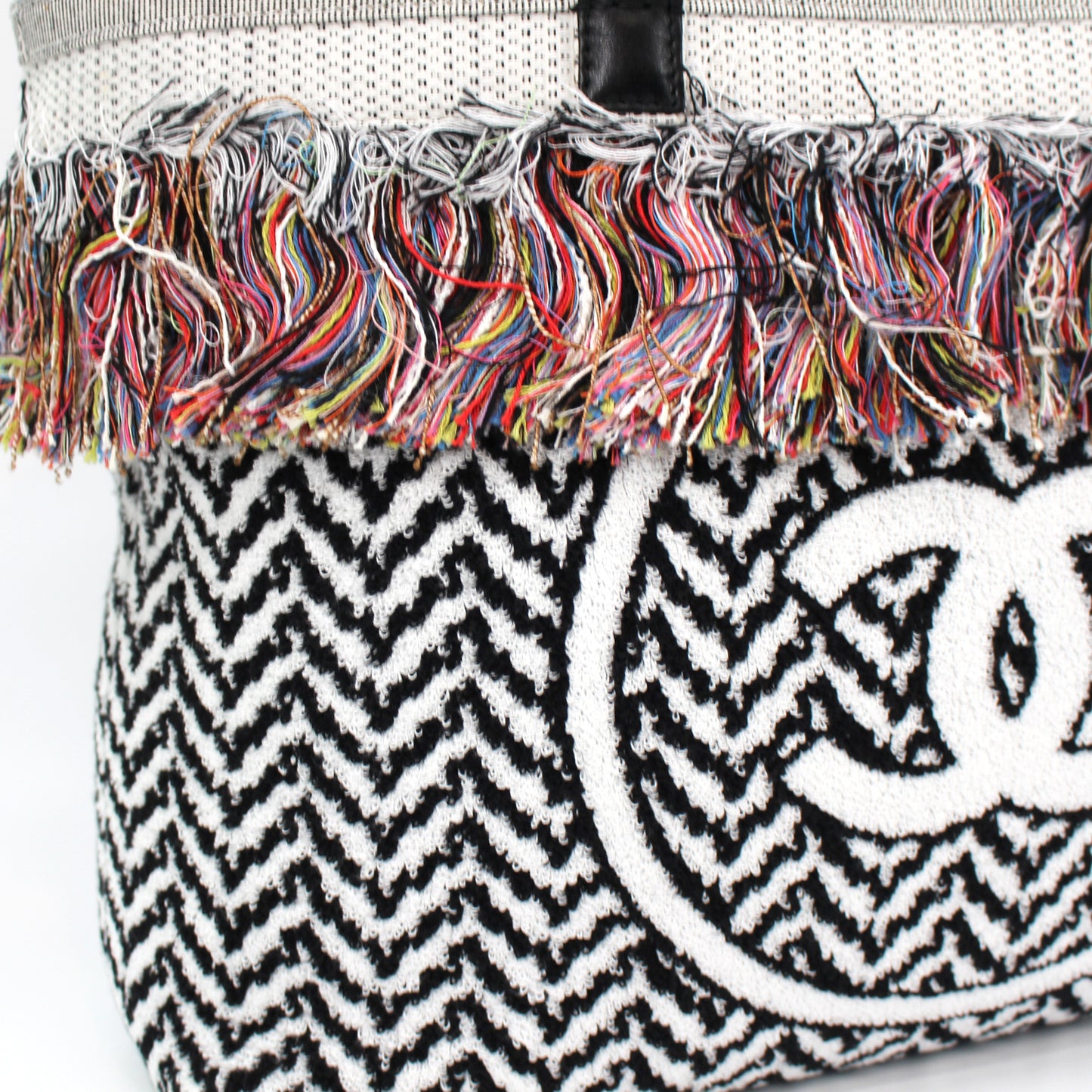 Chanel New White Terry Cloth Beach Bag For Sale at 1stDibs