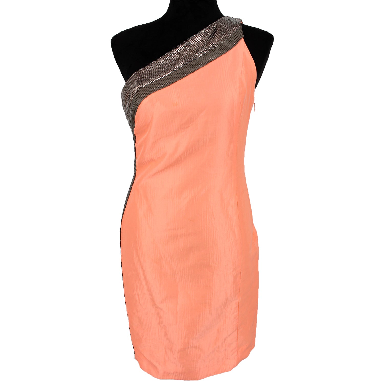 Versace One Shoulder Metal Embellished Dress Orange 44